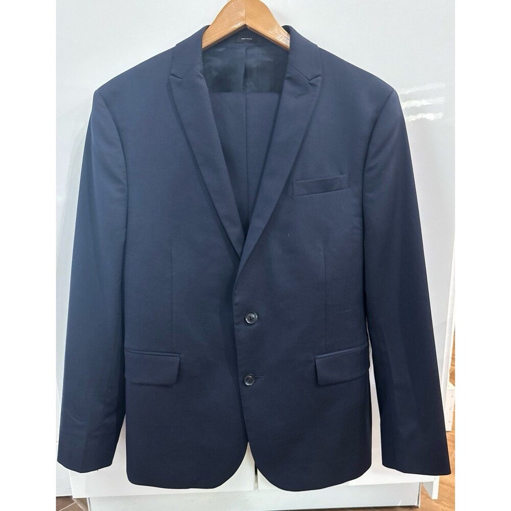J. Ferrar Navy Slim Fit Ultra Comfort Suit Coat 40SHORT Pant 32x30/28